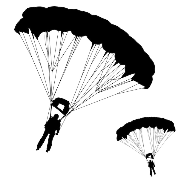 Skydiver silhouettes parachuting vector illustration