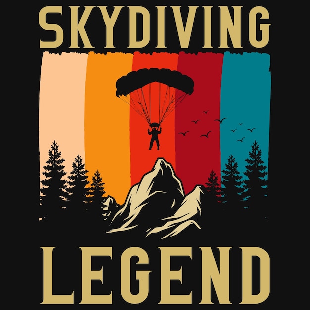 Skydiving legend vintage tshirt design