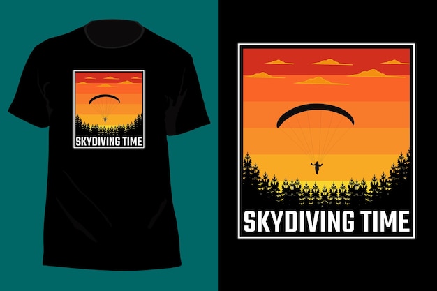 Skydiving Tijd T-shirt Ontwerp Retro Vintage