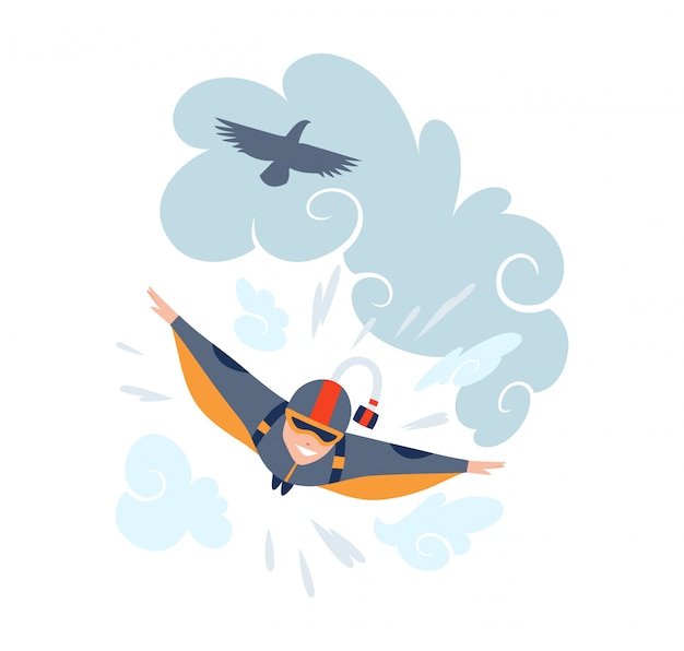 Vector skydiving vector sport illustration. extreme sport background. skydiving wing suit