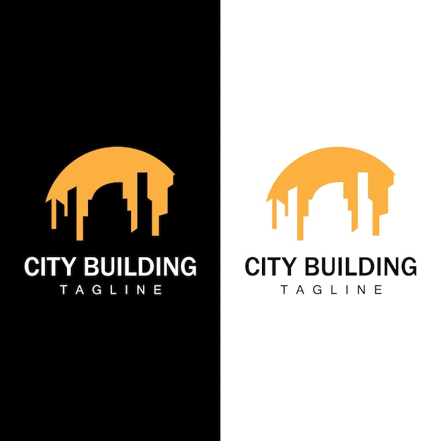 Логотип Здания Skyline. Простой Современный Дизайн. Вектор Иллюстратор Шаблона.