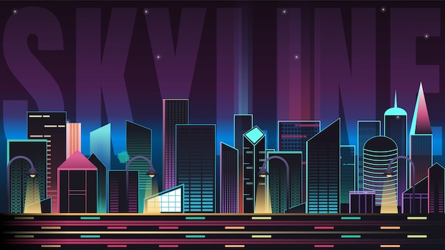 Vector skyline landschap met typografie