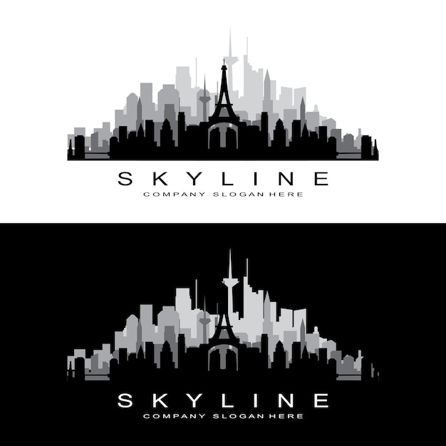 Skyline Logo Design Cityscape Vector Tall Buildings City Building Fit Design Banner Template Construction Company