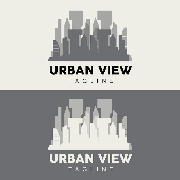 Skyline Logo Eenvoudig Modern Ontwerp van Wolkenkrabbers Vector Cityscape Gebouwen Pictogram Silhouet Illustratie