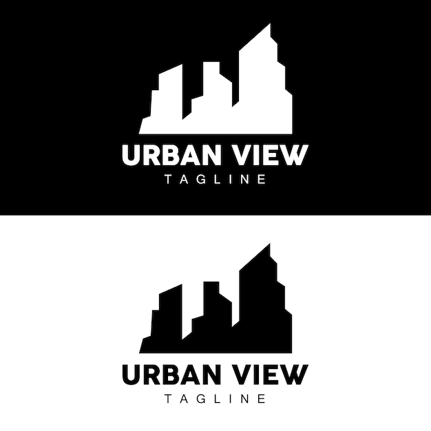 Skyline Logo Простой современный дизайн небоскребов Vector Cityscape Buildings Icon Silhouette Illustration