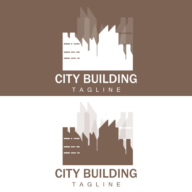 Skyline Logo Simple Modern Design of Skyscrapers Vector Cityscape Buildings Icon Silhouette Illustration