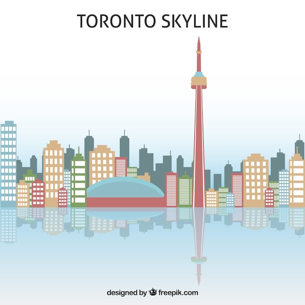 Vettore skyline di toronto in design piatto