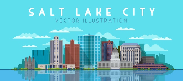Skyline van Salt Lake City Vectorillustratie
