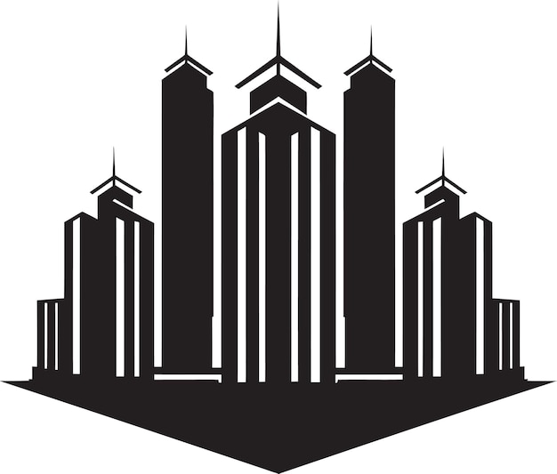 Небоскреб Город Импрессия Многоэтажный Вектор Логотип Икона Городская линия Башня Эмблема Многоэтажное здание Де