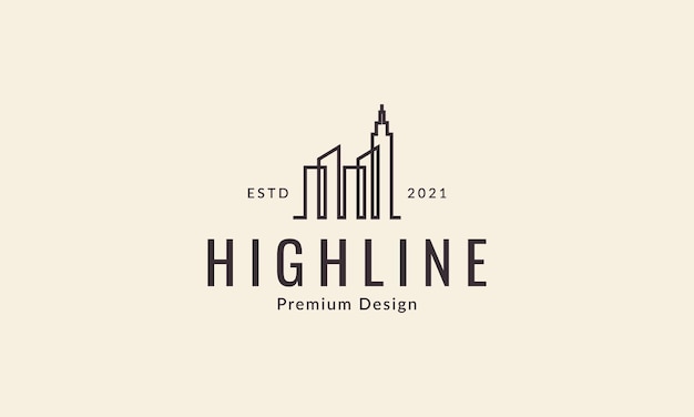 Skyscraper or high building lines logo design vector icon symbol illustration