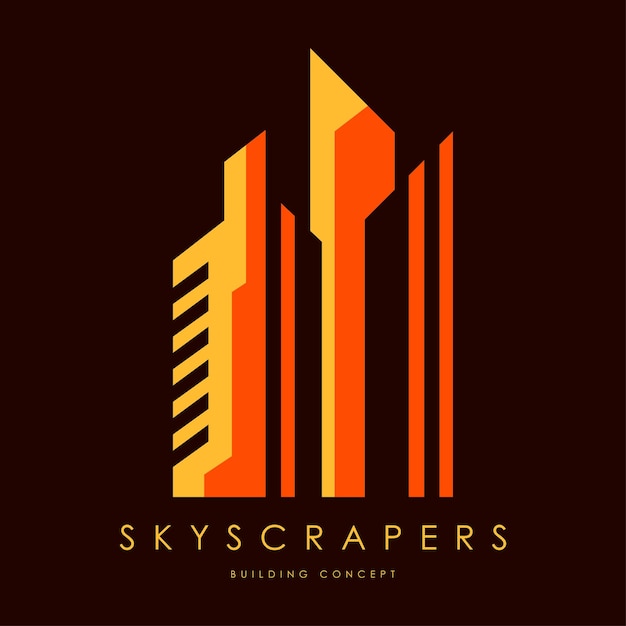 超高層ビルのロゴデザインコンセプトベクトル