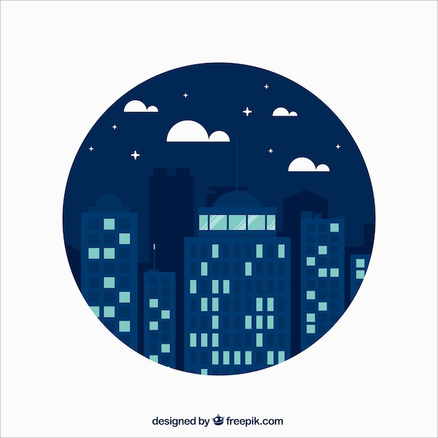 Skyscrapers in a night city