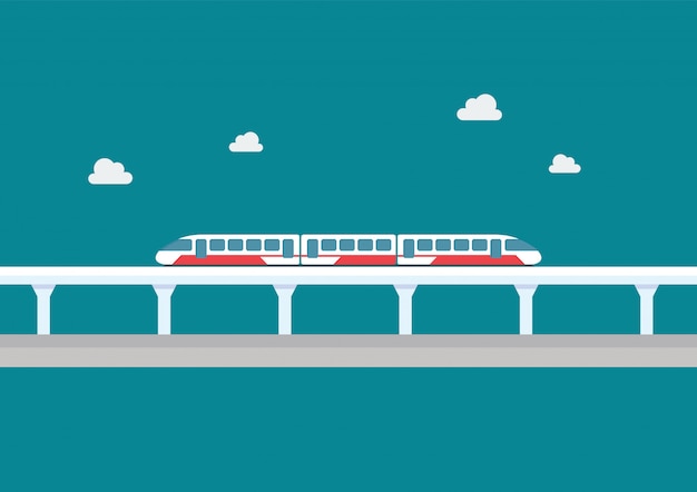 Vector skytrain transportation in flat style