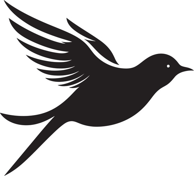 Skyward avian elegance black vector ethereal feathered soar cute bird icon