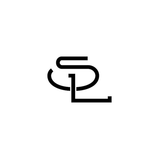 SL 모노그램 로고 디자인 글자 텍스트 이름 기호 모노크롬 로고 타입 알파 문자 간단한 로고