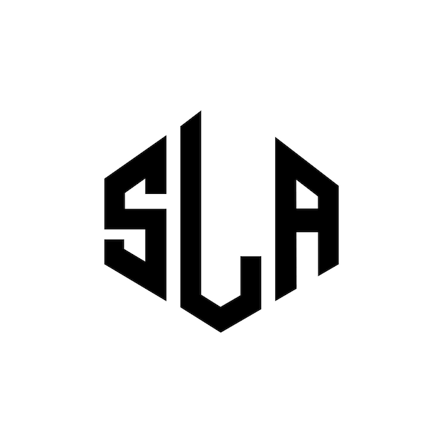 SLA letter logo design with polygon shape SLA polygon and cube shape logo design SLA hexagon vector logo template white and black colors SLA monogram business and real estate logo