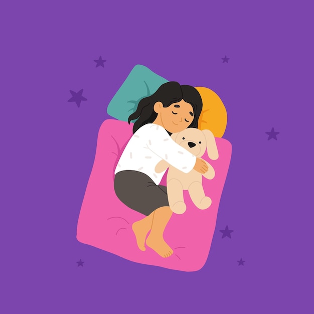 Slaapende baby's rustig kinderen slapen liggen en dromen's nachts schattige kleine jongens en meisjes lieve kinderen ontspannen op kussens platte cartoon vector illustraties geïsoleerd op witte achtergrond