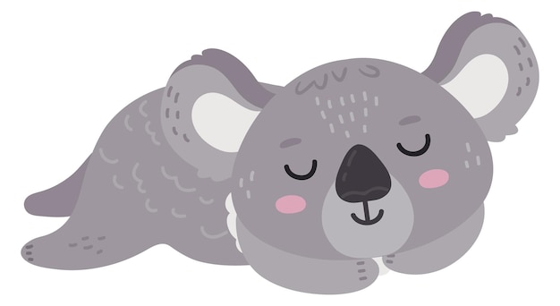 Slaapende koala Leuk dier dat rusten in Scandinavische stijl geïsoleerd op witte achtergrond