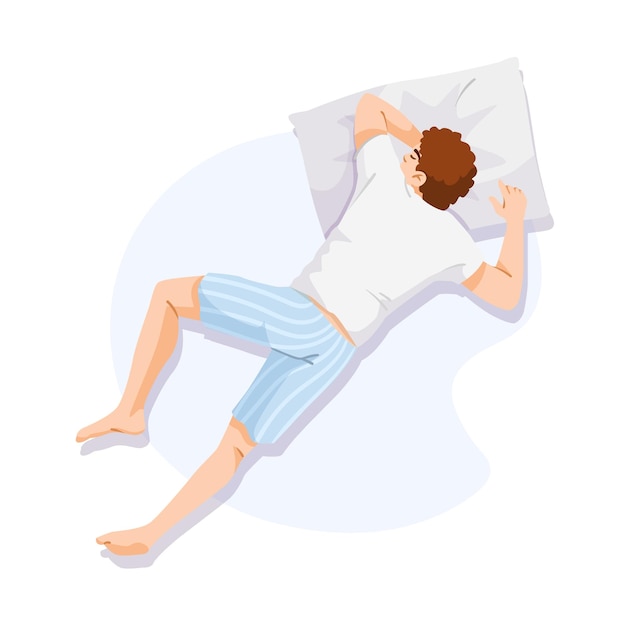 Slaapende man in pyjama op een kussen Vector illustratie