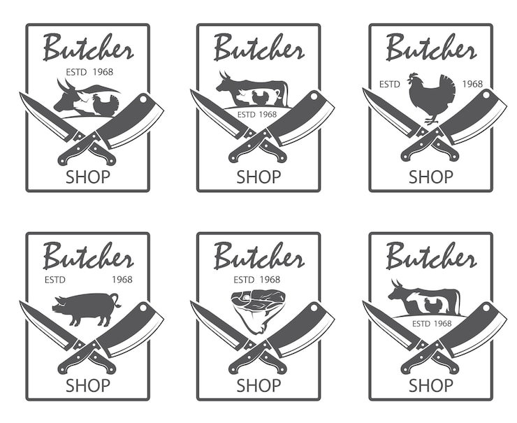 Vector slagerij emblemen set