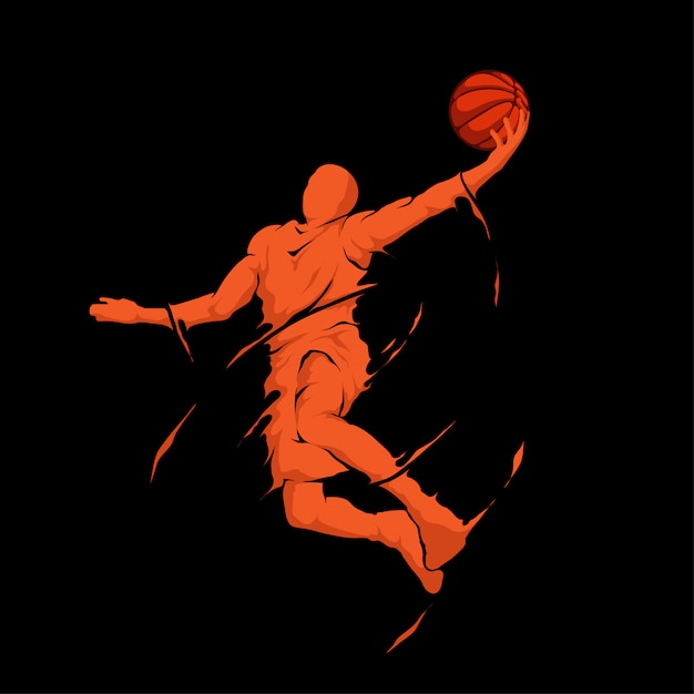 slam dunk jump splash basketball player