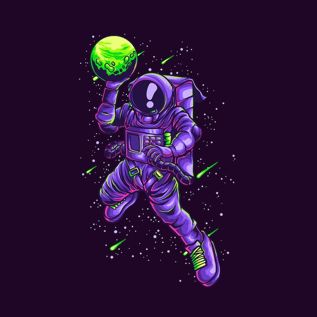 Slamdunk astronaut illustration