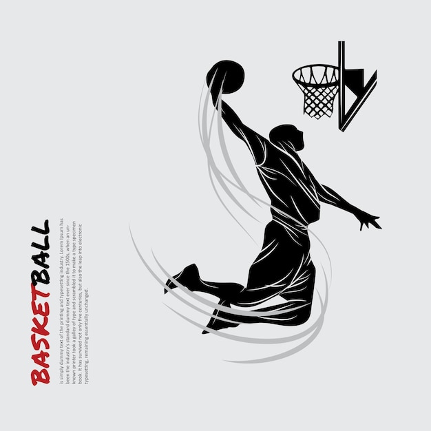 slamdunk stijl basketbal speler silhouet vectorillustratie Goed voor sport grafische middelen