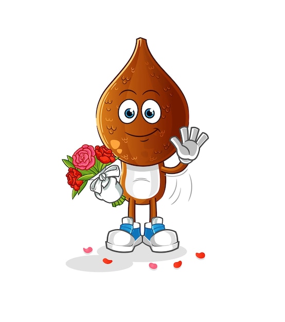 slang fruit hoofd cartoon met boeket mascotte. cartoon vector