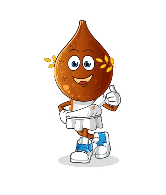 Slang fruit hoofd cartoon met Griekse kleding cartoon mascotte vector