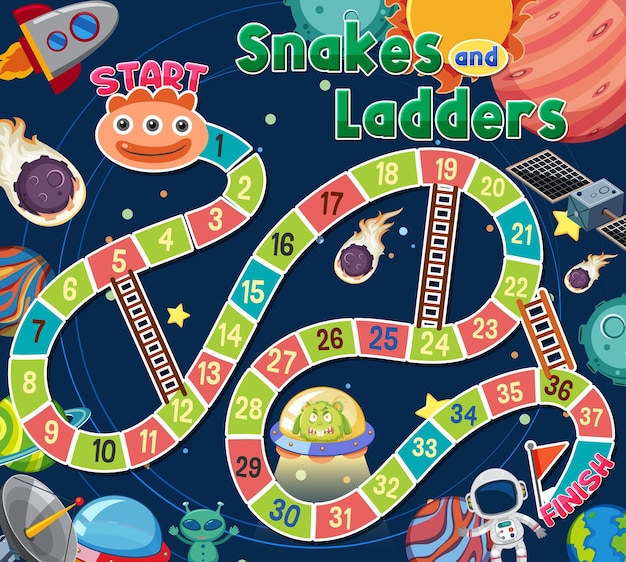 Slangen en ladders spelsjabloon