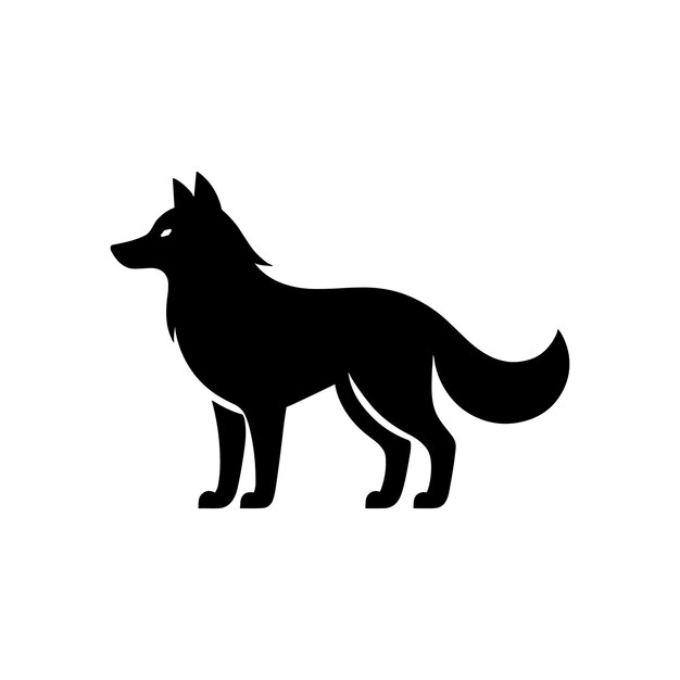Slanke hond symbool zwarte Wolf hoofd embleemontwerp pictogram in Vector