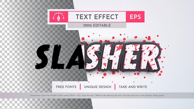 Vector slasher editable text effect font style