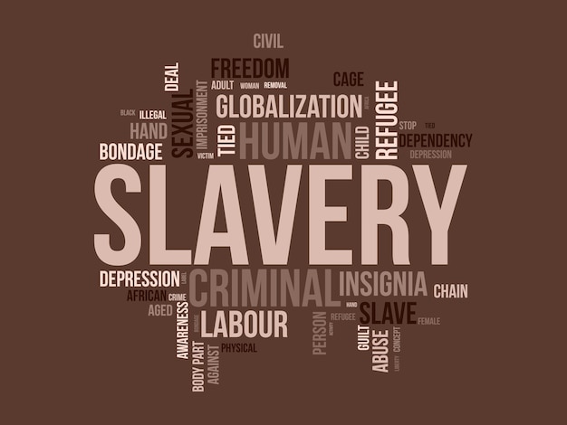 Slavery world cloud background Safety awareness Vector illustration design concept