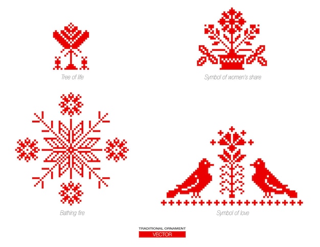 スラブの赤とベラルーシの国家のシンボル、装飾品。刺繍