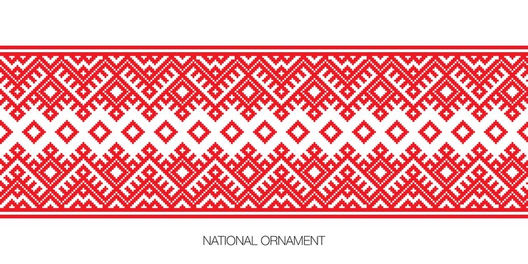 Vector slavic red and belarusian national ornament. embroidery.