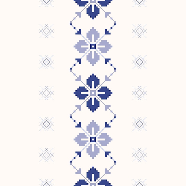 Vector slavic rushnyk seamless pattern blue