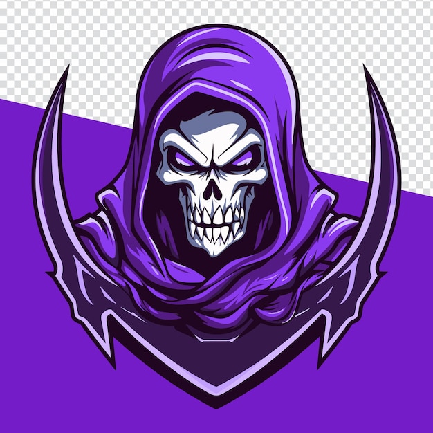 Vector slaying style modern purple reaper mascot logo concept for sport amp esport team merchandise