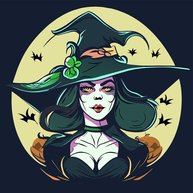 Vector slechte heks grim reaper halloween hand getekende cartoon sticker pictogram concept geïsoleerde illustratie