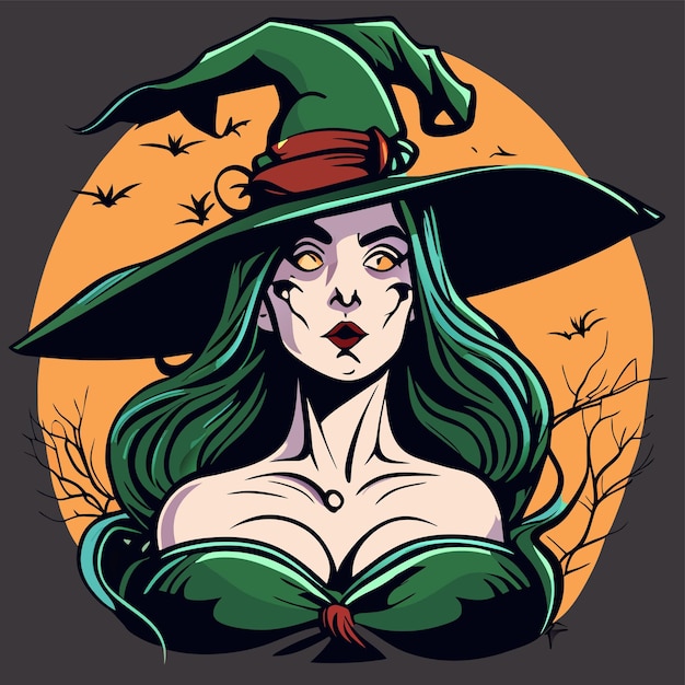Slechte heks grim reaper halloween hand getekende cartoon sticker pictogram concept geïsoleerde illustratie