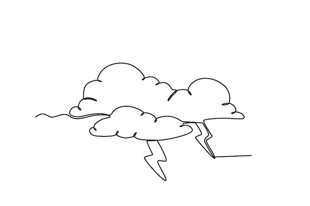 Slechte weersomstandigheden wolken en bliksem Orkaan online tekening