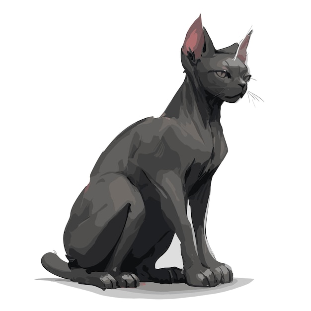 Sleek Black Sphynx Cat Vector Template Bewerkbare Vector Illustratie van een Zwarte sfinx kat