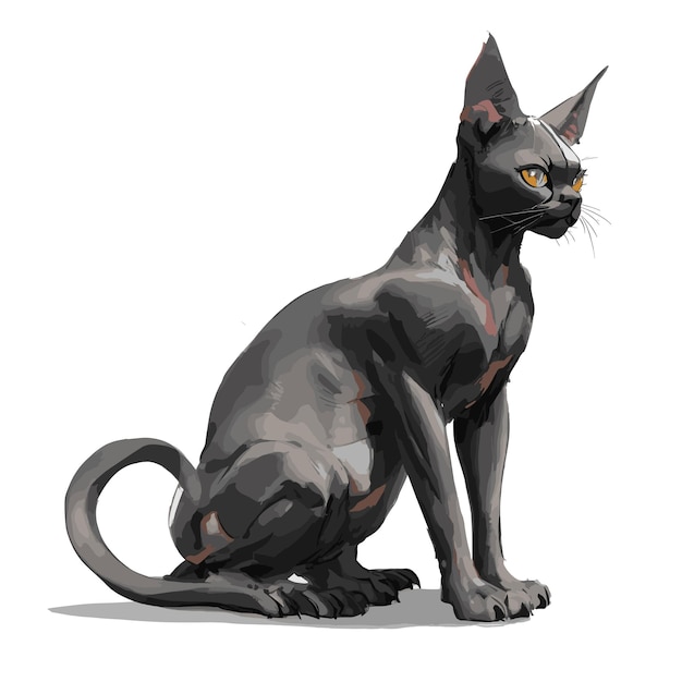 Sleek Black Sphynx Cat Vector Template Bewerkbare Vector Illustratie van een Zwarte sfinx kat