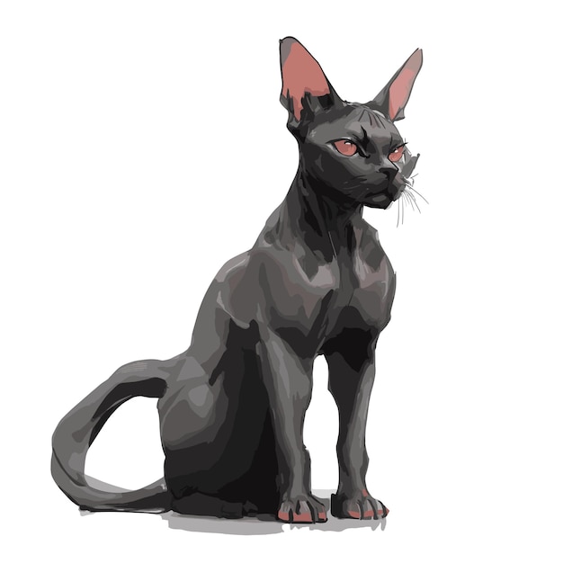 Sleek Black Sphynx Cat Vector Template Bewerkbare Vector Illustratie van een Zwarte sfinx kat