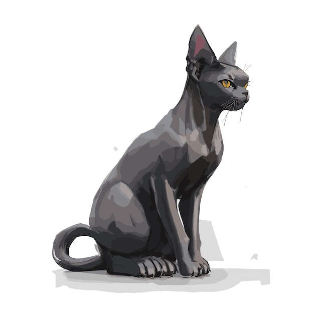 Sleek Black Sphynx Cat Vector Template Bewerkbare Vector Illustratie van een Zwarte sfinx kat