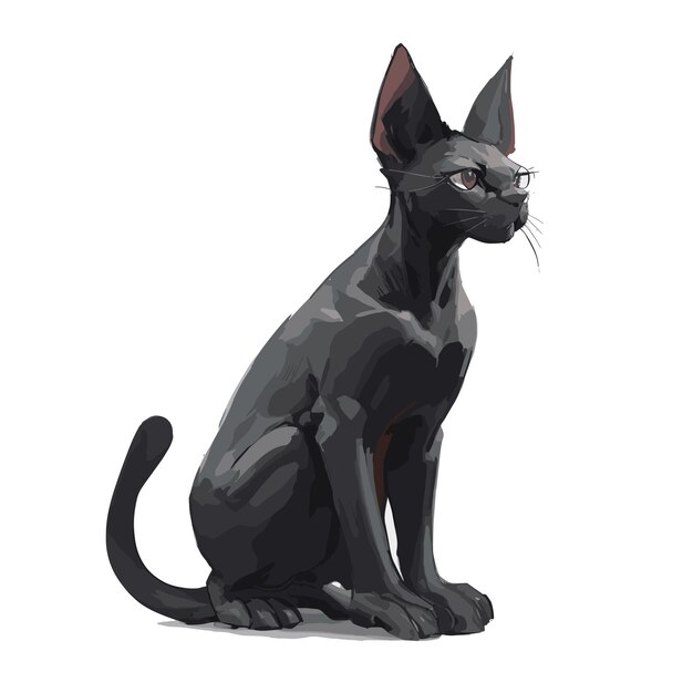 Vettore elegante modello vettoriale di gatto sfinge nero illustrazione vettoriale modificabile di un gatto sfinga nero