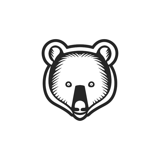 Vector sleek black and white bear vector logo