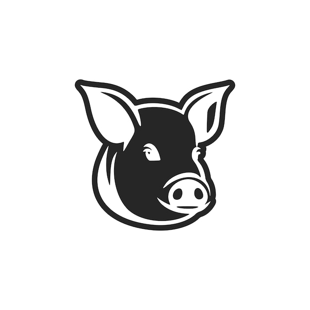 Sleek black and white pig logo for your brand's identity