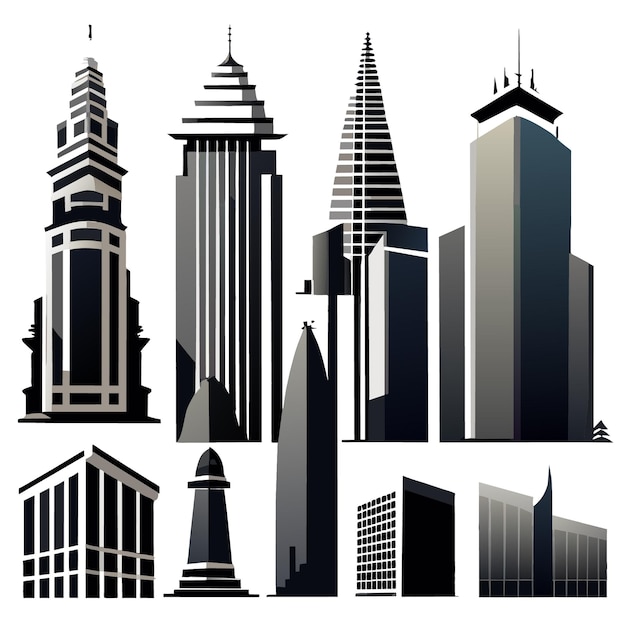 Sleek Building Silhouettes in EPS Vector