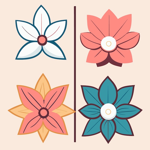 Sleek flat design floral elements