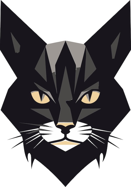 Sleek Lines Midnight Meow Symbol Graceful Cat Head Icon Geometric Appeal